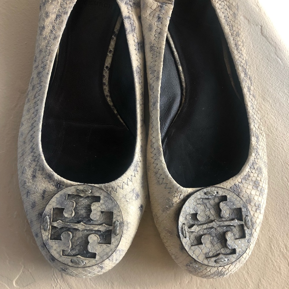 Tory Burch 7.5 Ballet Flats Tan and Grey Speckled